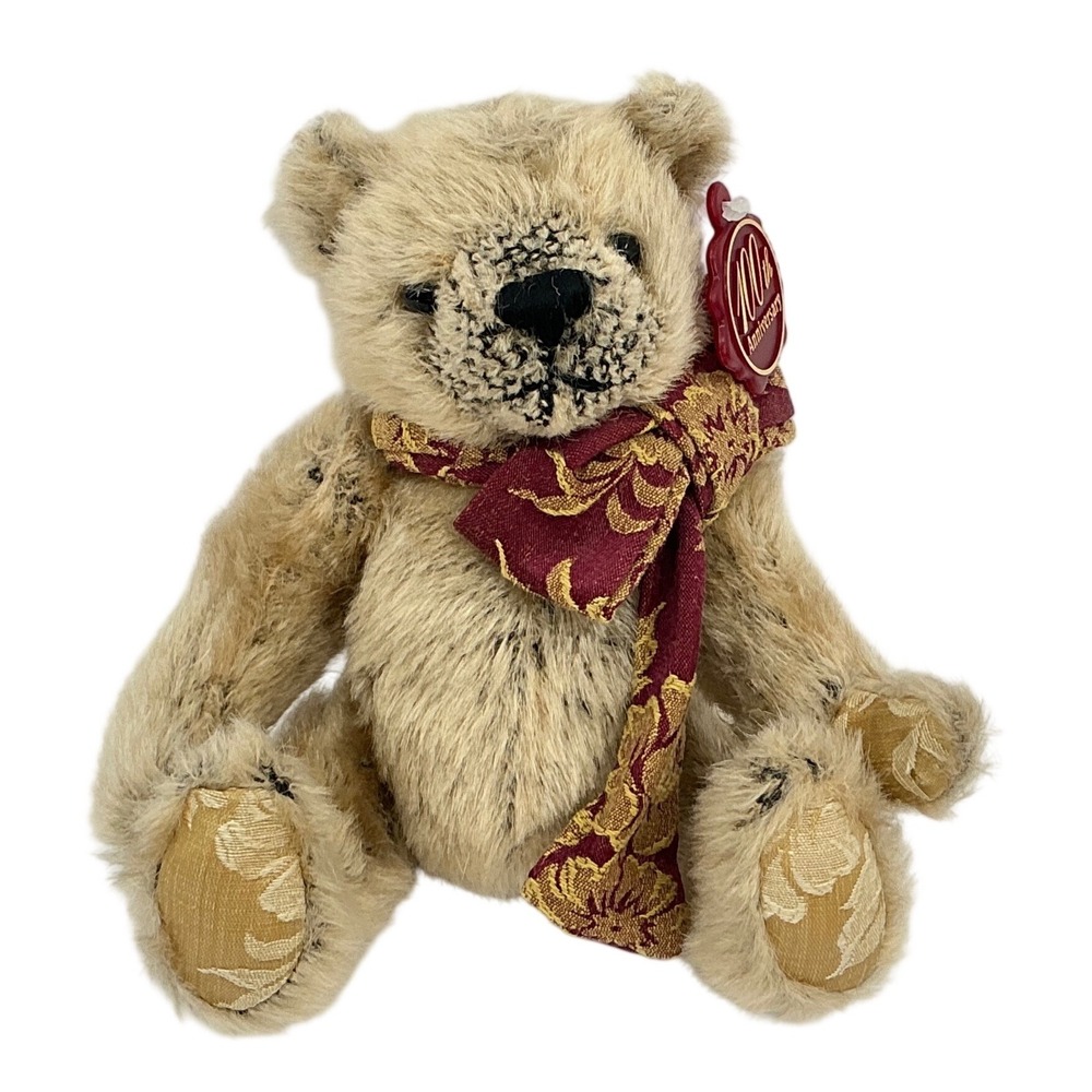Dan Dee Collectors Choice 100th Anniversary Teddy Bear Tan Plush Brocade Bow